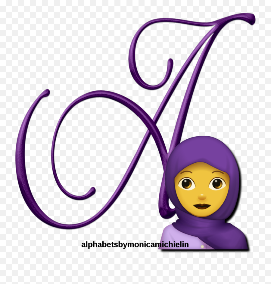 Monica Michielin Alphabets Purple Girl Emoji Emoticon - Happy,Lavender Emoji