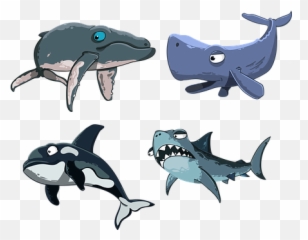 Free Whale Fish Vectors - Cartoon Sharks And Whales Emoji,Orca Emoji