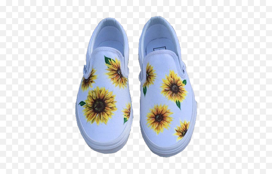 Painted Vans Sneakers Shoes Pngs Png - Sunflowers On White Vans Emoji,Emoji Slip On Shoes