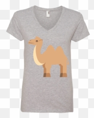 Camel Emoji Ladiesu0027 V - Neck Tshirt,Llama Emoji