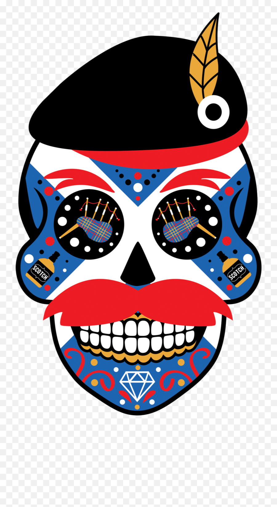 Longhorn Clipart Sugar Skull Longhorn Sugar Skull - Scottish Sugar Skull Emoji,Scottish Flag Emoji