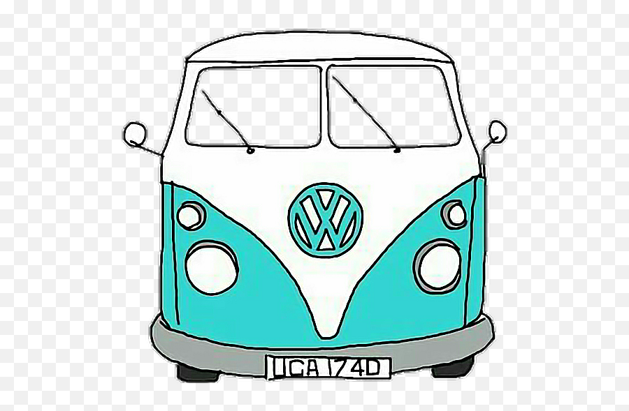 Vw Volkswagen Cars Tumblr Turquoise - Yellow Hippie Van Sticker Emoji,Vw Emoji