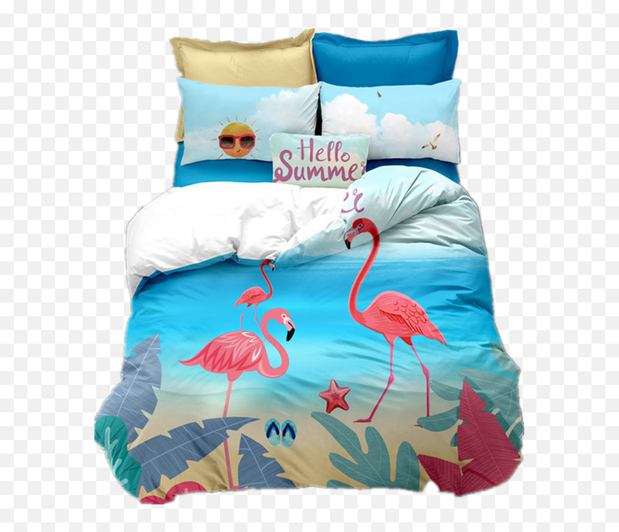 Pink Flamingo Bed Linen 3 D For Girl Birds Bed Clothes Cozy Sanding Queen Duvet Cover Sets Animal Single Double Beding Cheap Duvets Covers Cotton - Bed Sheet Emoji,Flamingo Emoji