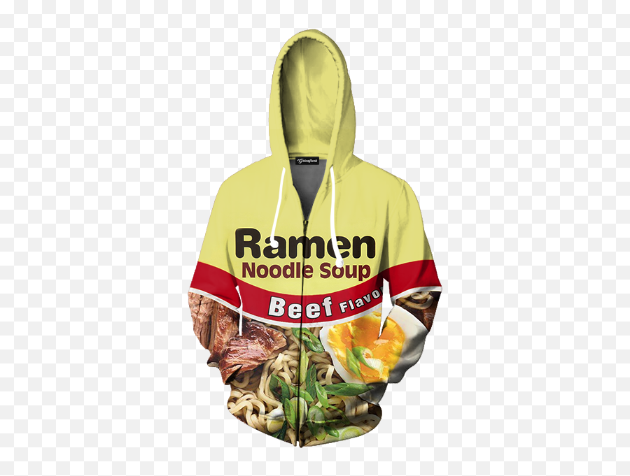 Beef Ramen Zip Up Hoodie - All Over Print Apparel Getonfleek Ramen Noodle Hoodie Beef Emoji,Ramen Emoji