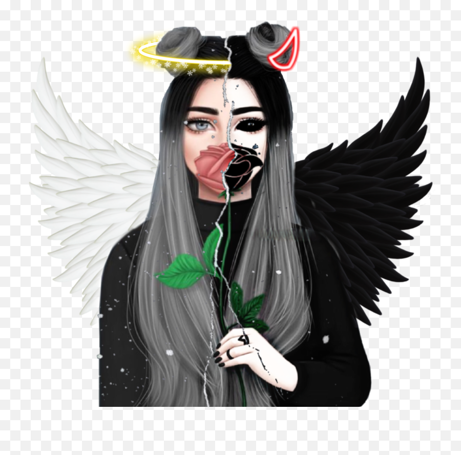 Pin On Besties - Gemini Angel And Devil Emoji,Anime Girl Emoji