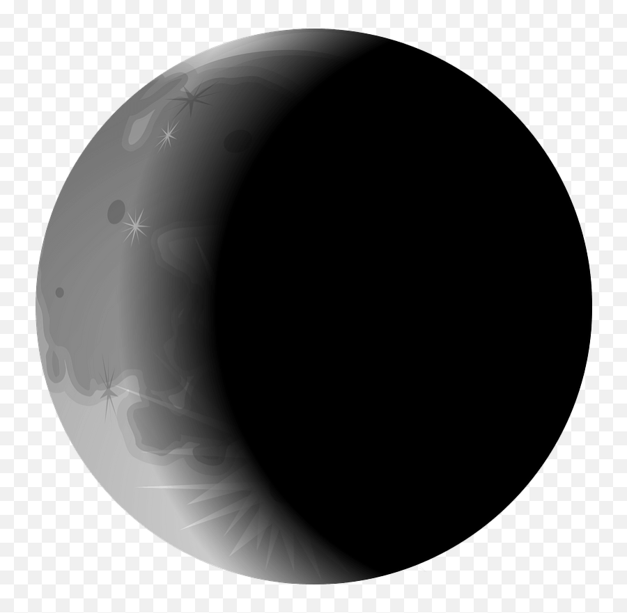 Waning Crescent Moon - Grayscale Clipart Free Download Black Circle Emoji,Half Moon Emoji