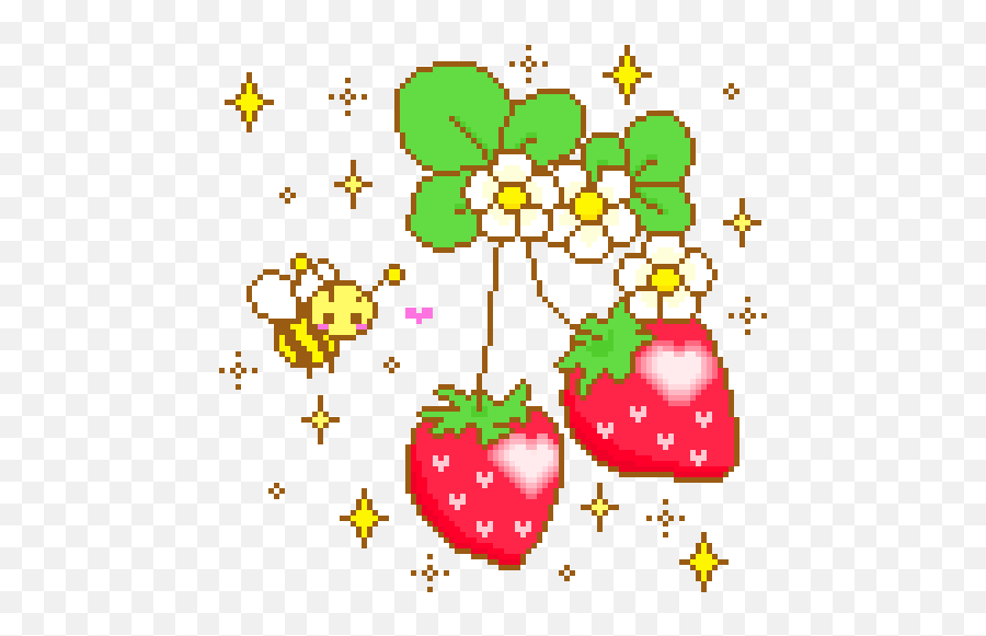 Strawberry Bees Pastelkawaii Kawaiifood - Clip Art Emoji,Emoji Apple Bees