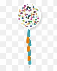 Multicolor Confetti Tassle - Balloon With Tassel Png Emoji