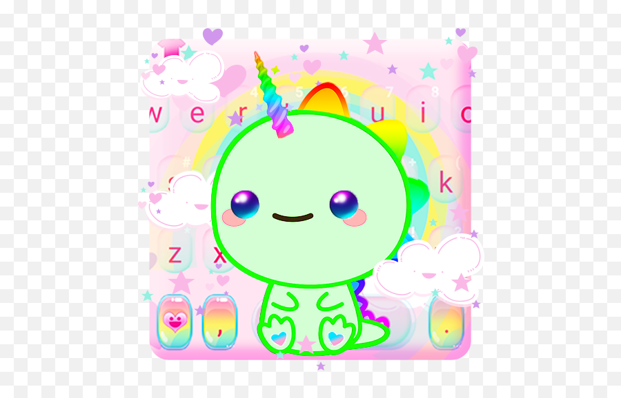 Cute Dinosaur Unicorn Keyboard Theme - Dibujos Kawaii De Animales Emoji,Dinosaur Emoji Copy And Paste