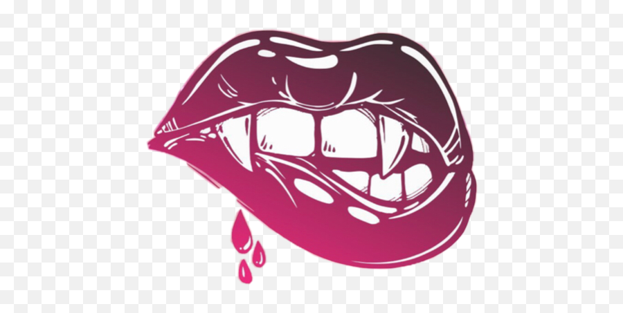 Lips Fangs Blood Bite Freetoedit - Vampire Teeth Silhouette Png Emoji,Bite Lip Emoji