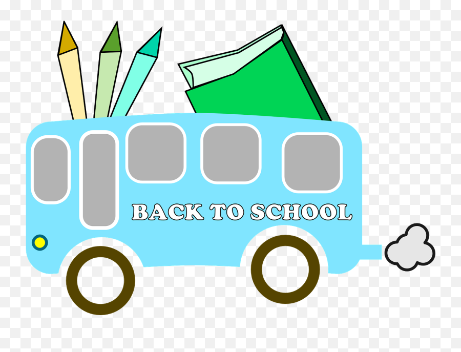 Back To School Bus Back School Book - Back To School Clipart Emoji,Palm Tree And Book Emoji