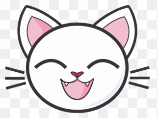 Happy White Cat Icons Png - Face Cartoon Clipart Transparent Emoji