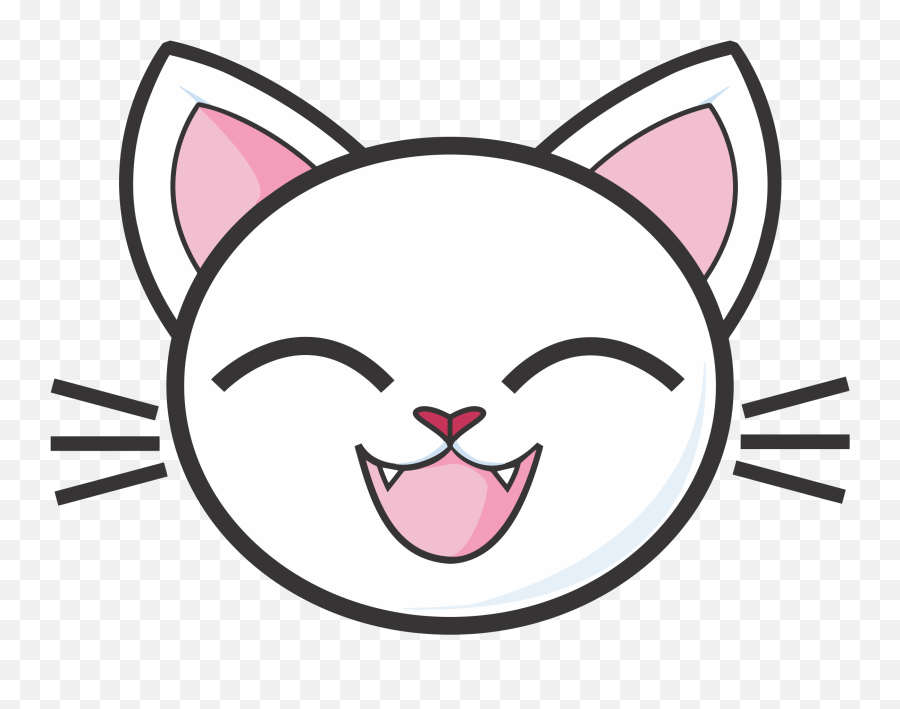 Happy White Cat Icons Png - Happy Cat Face Cartoon Clipart Transparent Cat Face Clipart Emoji,Kitty Emojis
