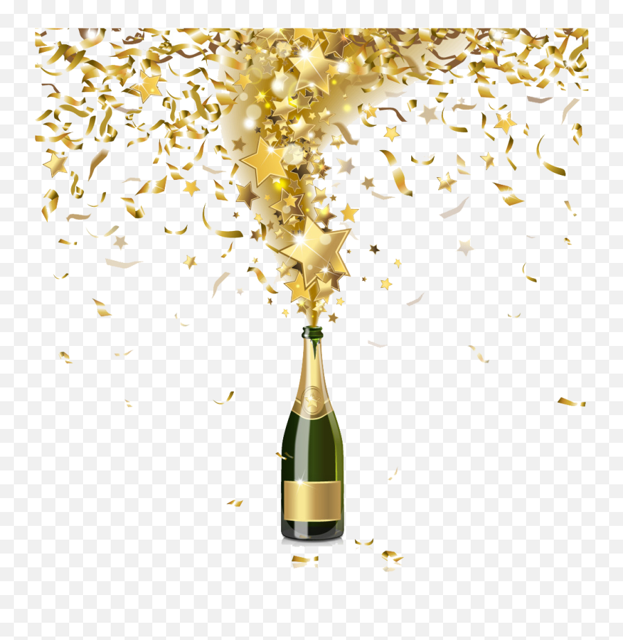 Champagne Bottle Confetti Illustration - Transparent Champagne Bottle Png Emoji,Champagne Bottle Emoji