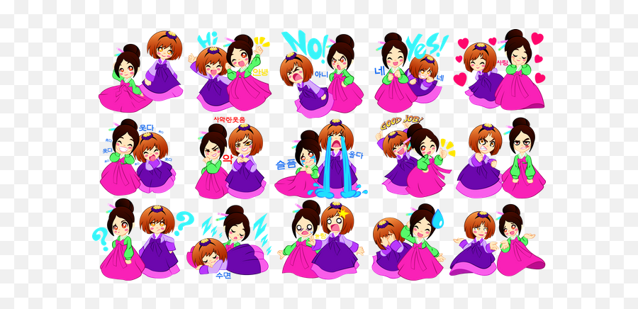 Emojis Chibis Hanbok Girls Steemit - Cartoon Emoji,Girl Emojis
