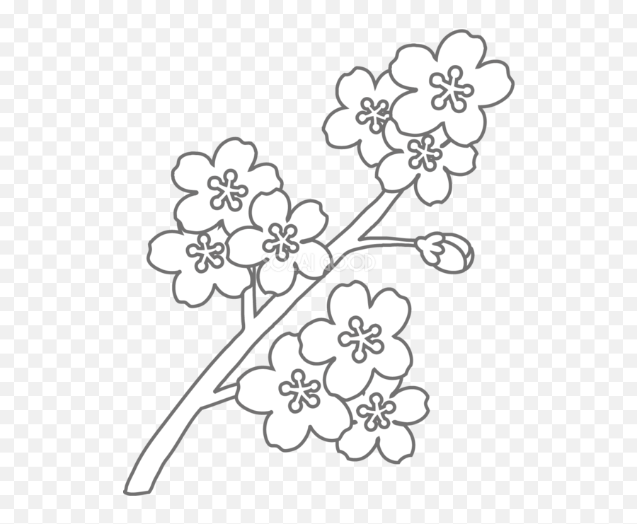 Coloring Book Floral Design Black And White - Sakura Flower Emoji,Sakura Flower Emoji