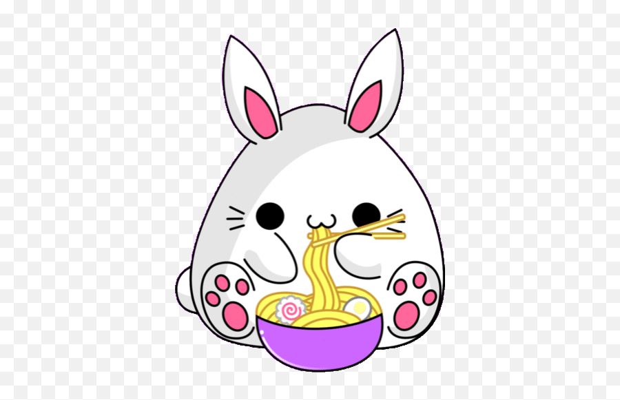 Top Garlic Noodles Stickers For Android - Kawaii Bunny Eating Noodles Emoji,Garlic Emoji