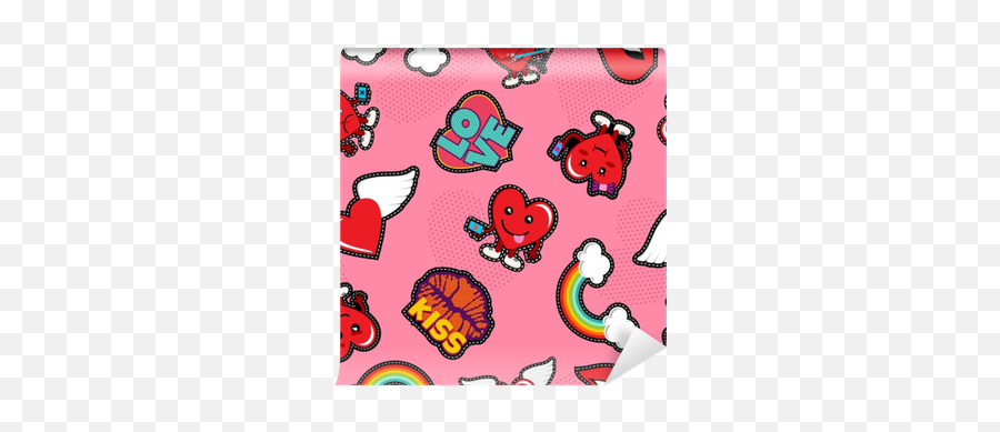 Valentines Day Social Love Emoji Patch Background Wall Mural Pixers - Day,Stitch Emoji