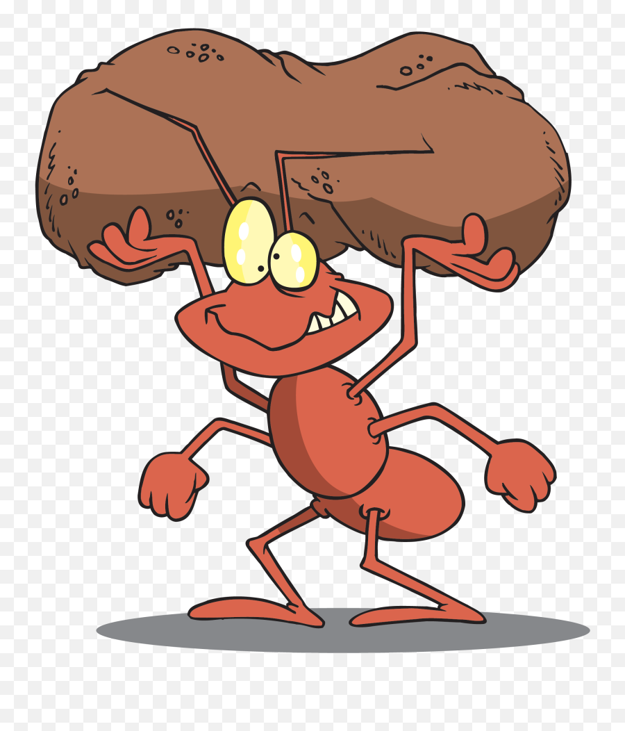 Ants Clipart Busy - Ant Carrying Food Drawing Transparent Hard Working Ant Cartoon Emoji,Ant Emoji