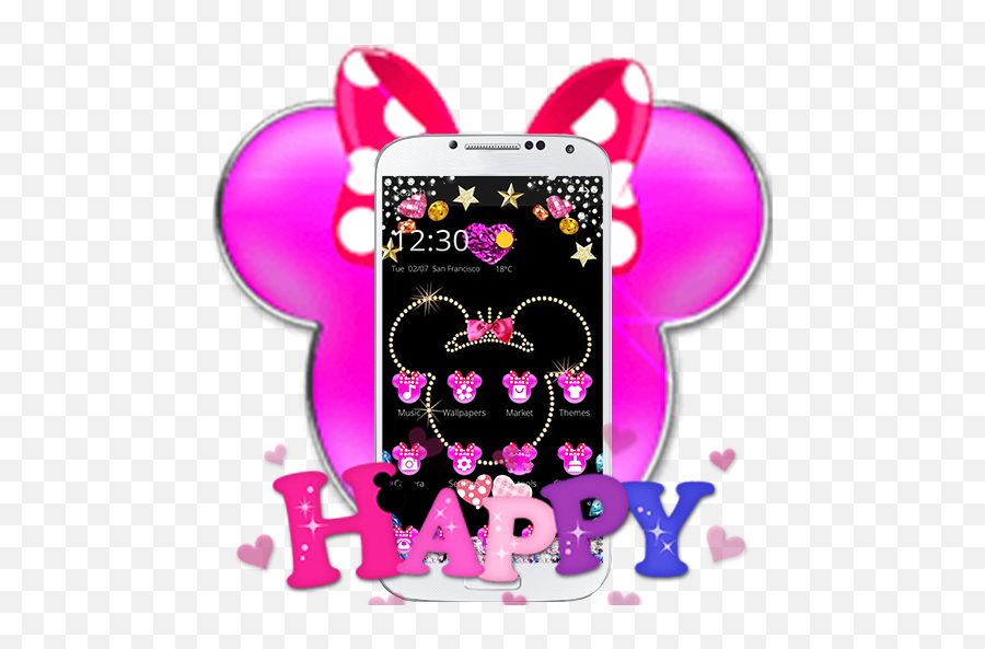 Pink Black Micky Bow Glitter Theme On Google Play Reviews - Smartphone Emoji,Pink Bow Emoji
