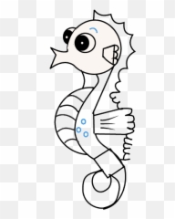 How To Draw A Seahorse Step - Cartoon Seahorse Draw Emoji,Seahorse Emoji