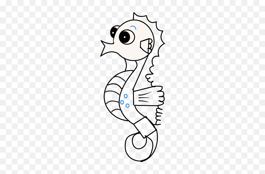 How To Draw A Seahorse Step - Cartoon Seahorse Draw Emoji,Seahorse Emoji