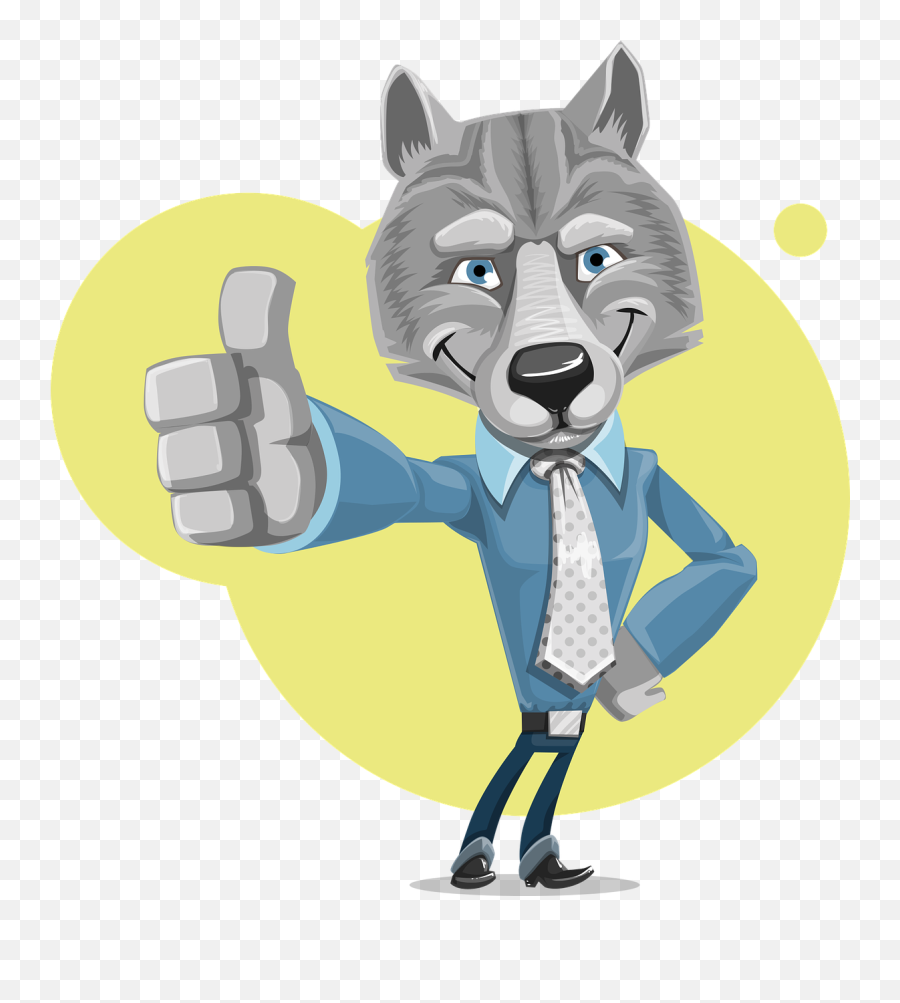 Wolf Corporate Cute Business Thumbs - Wolf Cartoon Thumbs Up Emoji,Crow Emoji