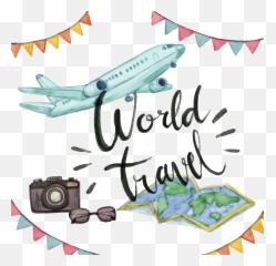 Airplane Clip Travel Picture - Watercolor Png Emoji
