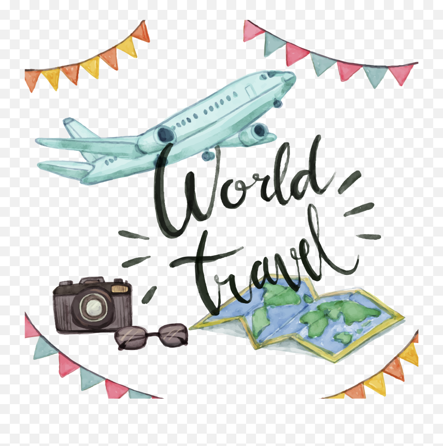 Airplane Clip Travel Picture - Airplane Watercolor Png Emoji,Black Airplane Emoji