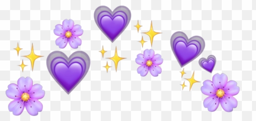 Purple Emoji Emojis Flowers Flower Hearts Heart Crown - Purple Heart Crown Png,Purple Emoji