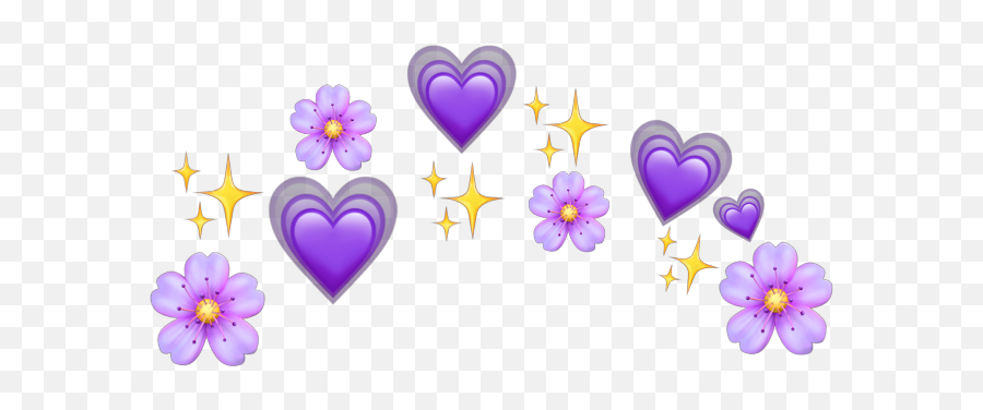 Purple Emoji Emojis Flowers Flower Hearts Heart Crown - Purple Heart Crown Png,Purple Emoji