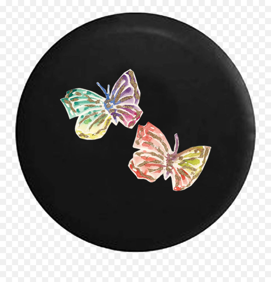 Pair Of Butterflies Watercolor Painted Glitter Look Jeep Camper Spare Tire Cover Custom Size Color - P488 Lycaenid Emoji,Speak No Evil Emoji