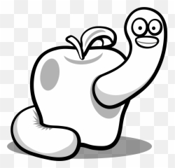 Worm 13 Black White Line Art Coloring - Apple With A Worm Emoji,Worm Emoji