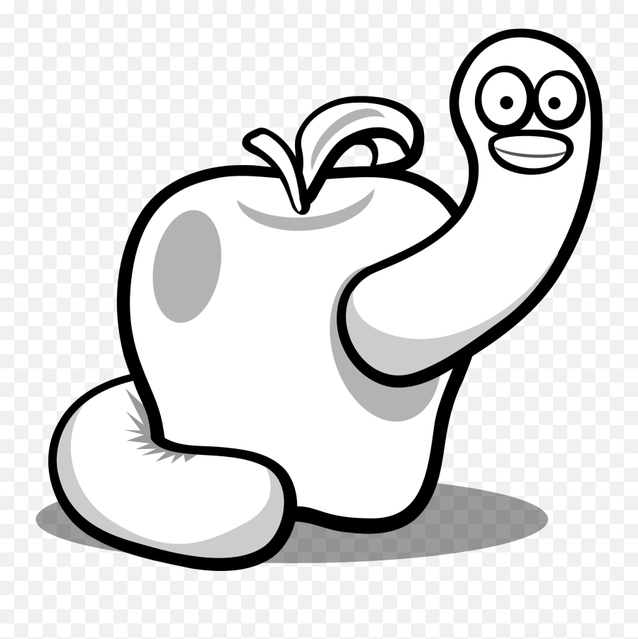 Worm 13 Black White Line Art Coloring - Apple With A Worm Emoji,Worm Emoji