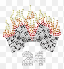 Black White Checkered Flag With Flames Rhinestone Iron Ons - Diagram Emoji