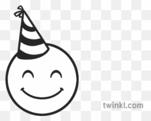 Party Hat Smile Emoji Christmas Festive Emote Happy - Emoji Party Black And White,Party Hat Emoji