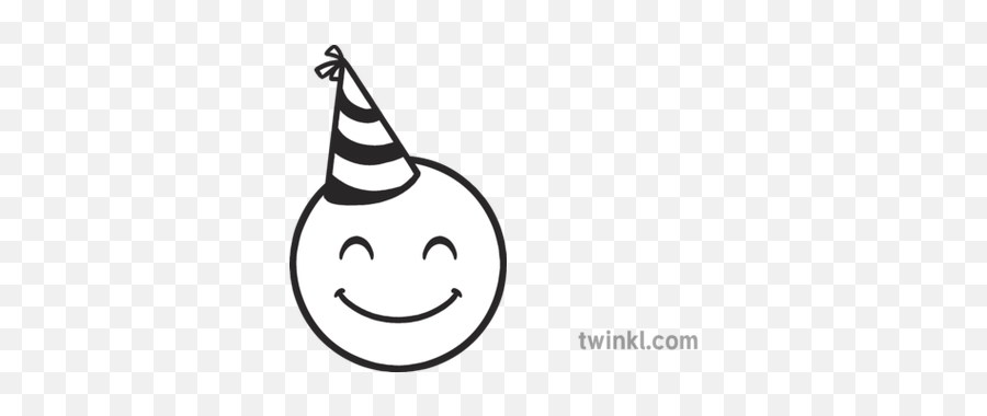 Party Hat Smile Emoji Christmas Festive Emote Happy - Emoji Party Black And White,Party Hat Emoji