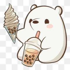 Freetoedit Cute Kawaii Bobba Bear Panda - Ice Drinking Bubble Tea Emoji