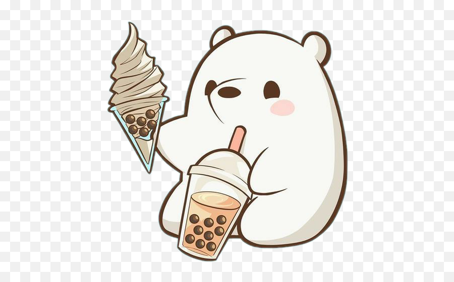 Freetoedit Cute Kawaii Bobba Bear Panda - Ice Bear Drinking Bubble Tea Emoji,Bear Hot Emoji