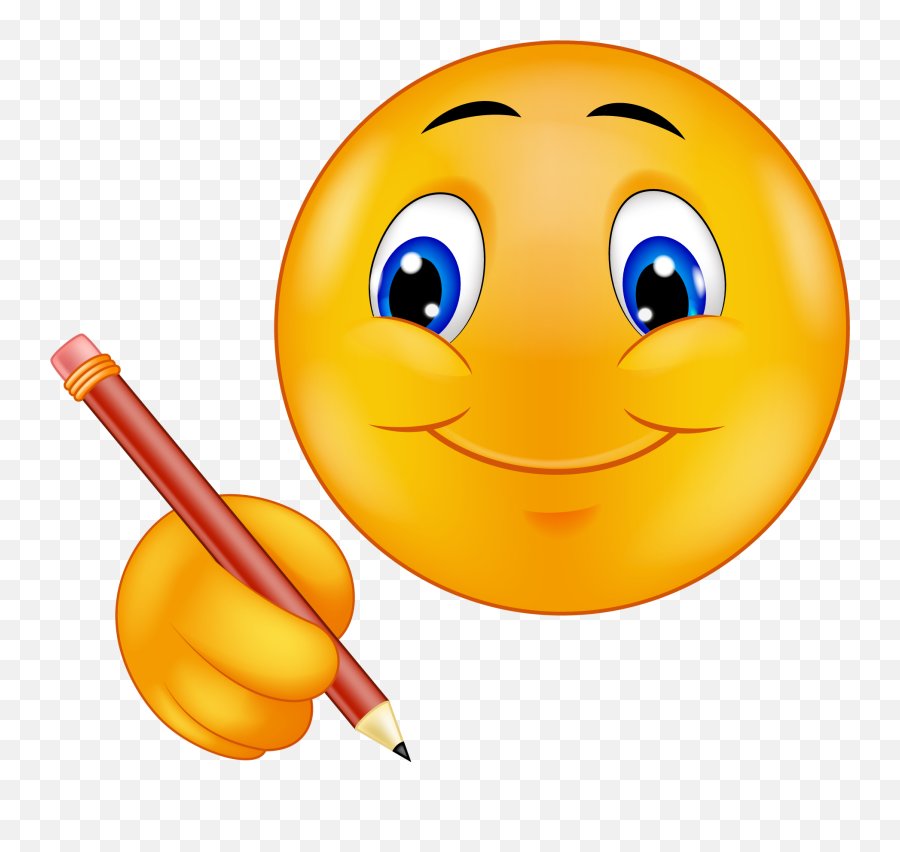 Smiley Emoticon Clip Art - Cartoon Writing Emoji,Excited Emoticon