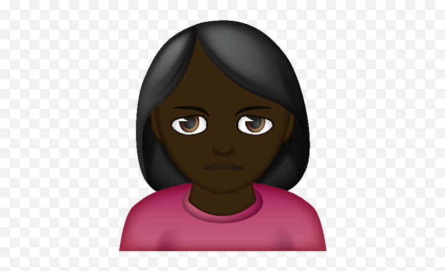 Woman Pouting - Cartoon Emoji,Black Hair Girl Emoji