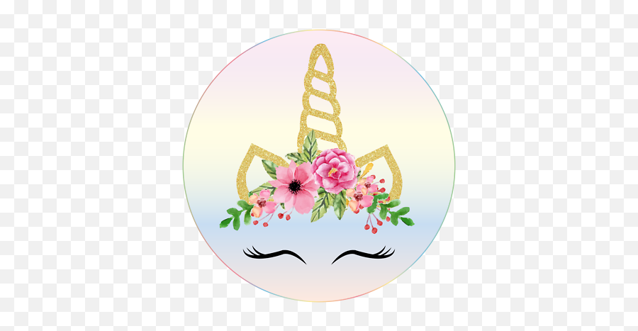 Unicorn Theme Round Circular Sweet Cone - Unicornio Redondo Emoji,Flower Girl Emoji