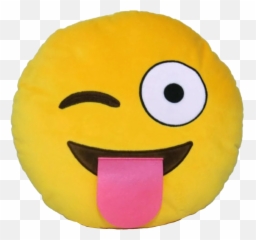 Emoji Smiley Emoticon Yellow Round Winking Eye Pillow - Tongue Out Emoji Pillow,Smiley Emoji