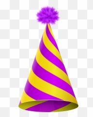 Party Hat Purple Yellow Transparent Clip Art Image Gallery - Background Png Emoji