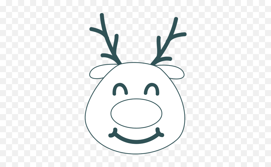 Smile Reindeer Face Green Stroke - Cara De Reno En Trazos Emoji,Is There A Volleyball Emoji