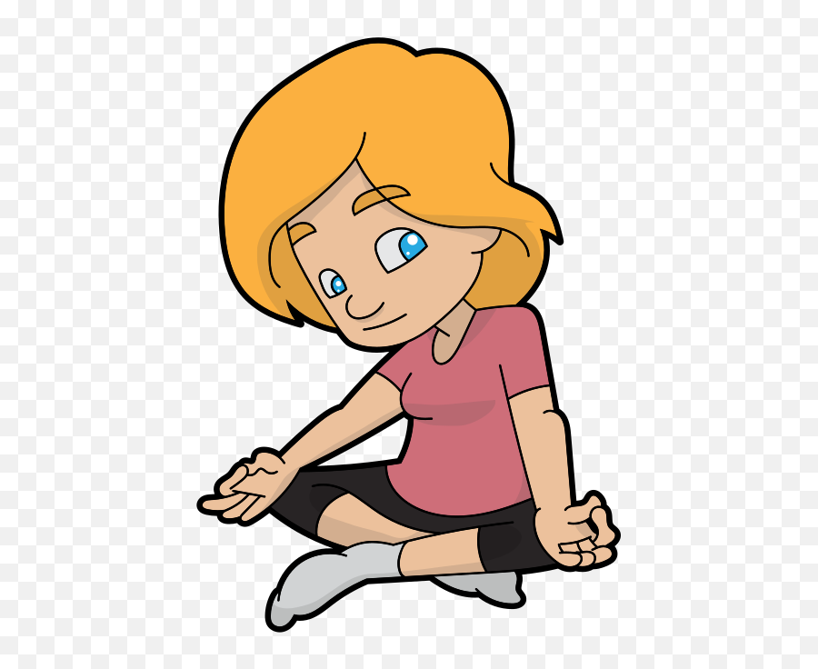 Cartoon Woman Beginning To Meditate - Clipart Legs Are Crossed Kids Emoji,Hands Crossed Emoji