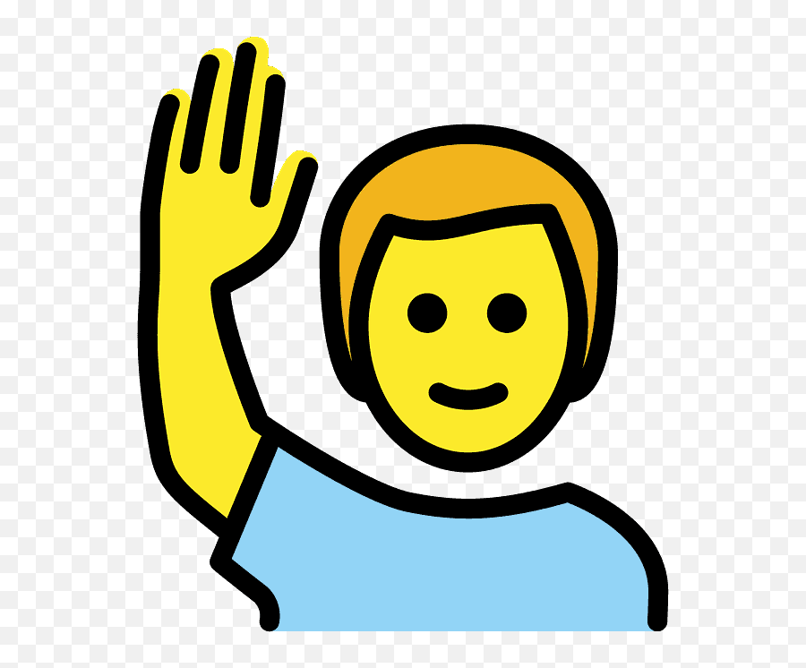 Man Raising Hand Emoji Clipart - Raising Hands Symbol,Hand Pointing Emoticon