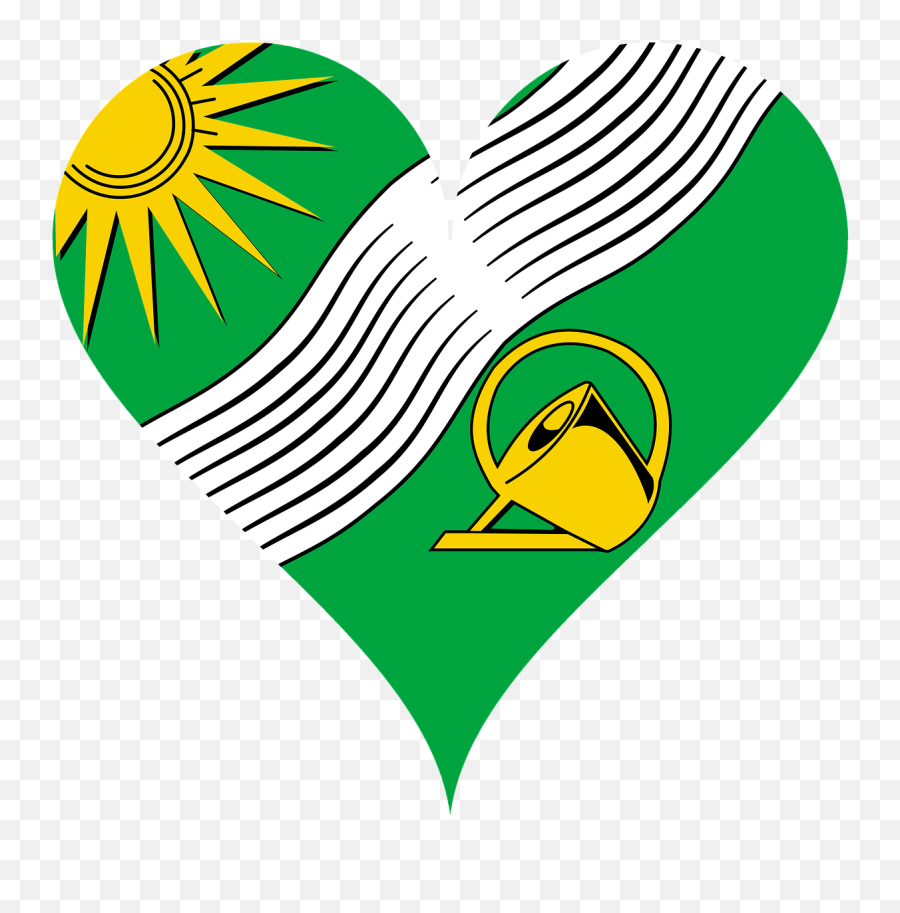 Heart Love Sun River Bach - Sun And Green Heart Emoji,Watering Can Emoji