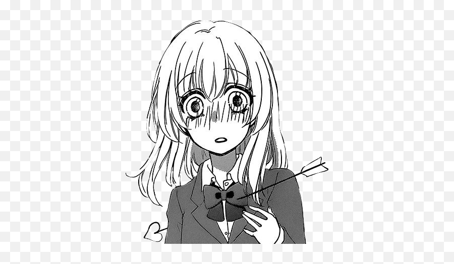 Anime Black White Manga Girl Heart - Flecha De Cupido Anime Emoji,Emoji Nose Arrows