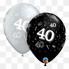 40 Black And Silver Latex Balloon - Birthday Balloons Emoji,Black Balloon Emoji